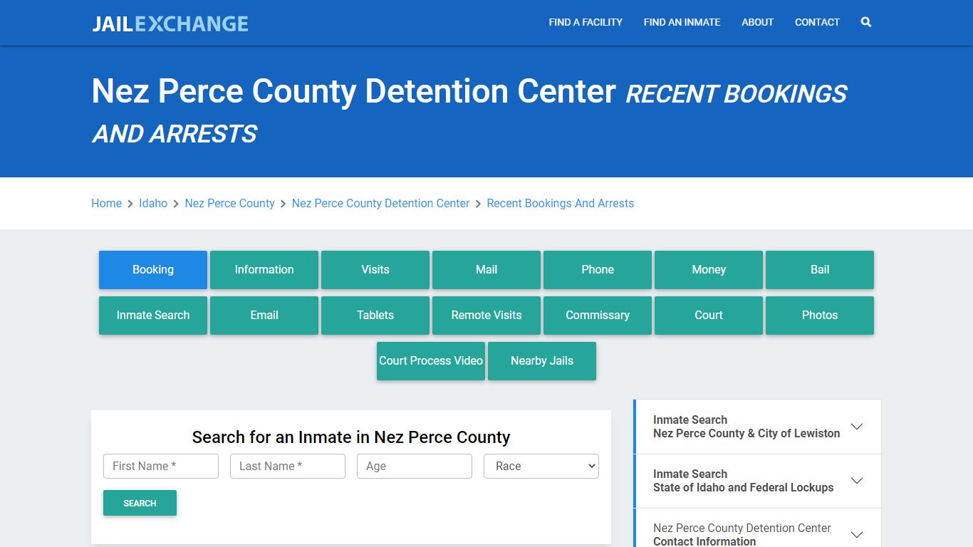 Nez Perce County Detention Center Recent Bookings And Arrests