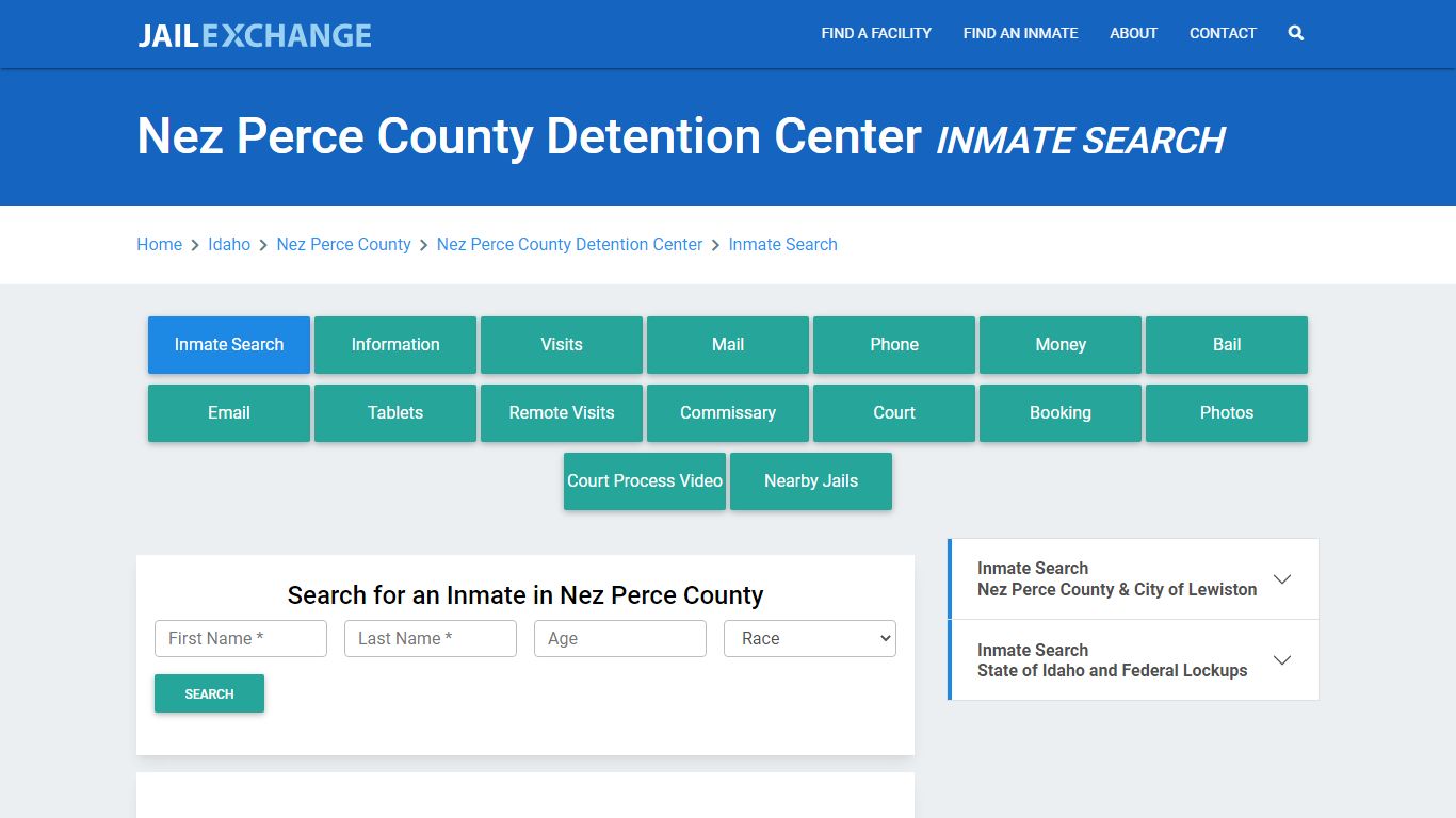 Nez Perce County Detention Center Inmate Search - Jail Exchange