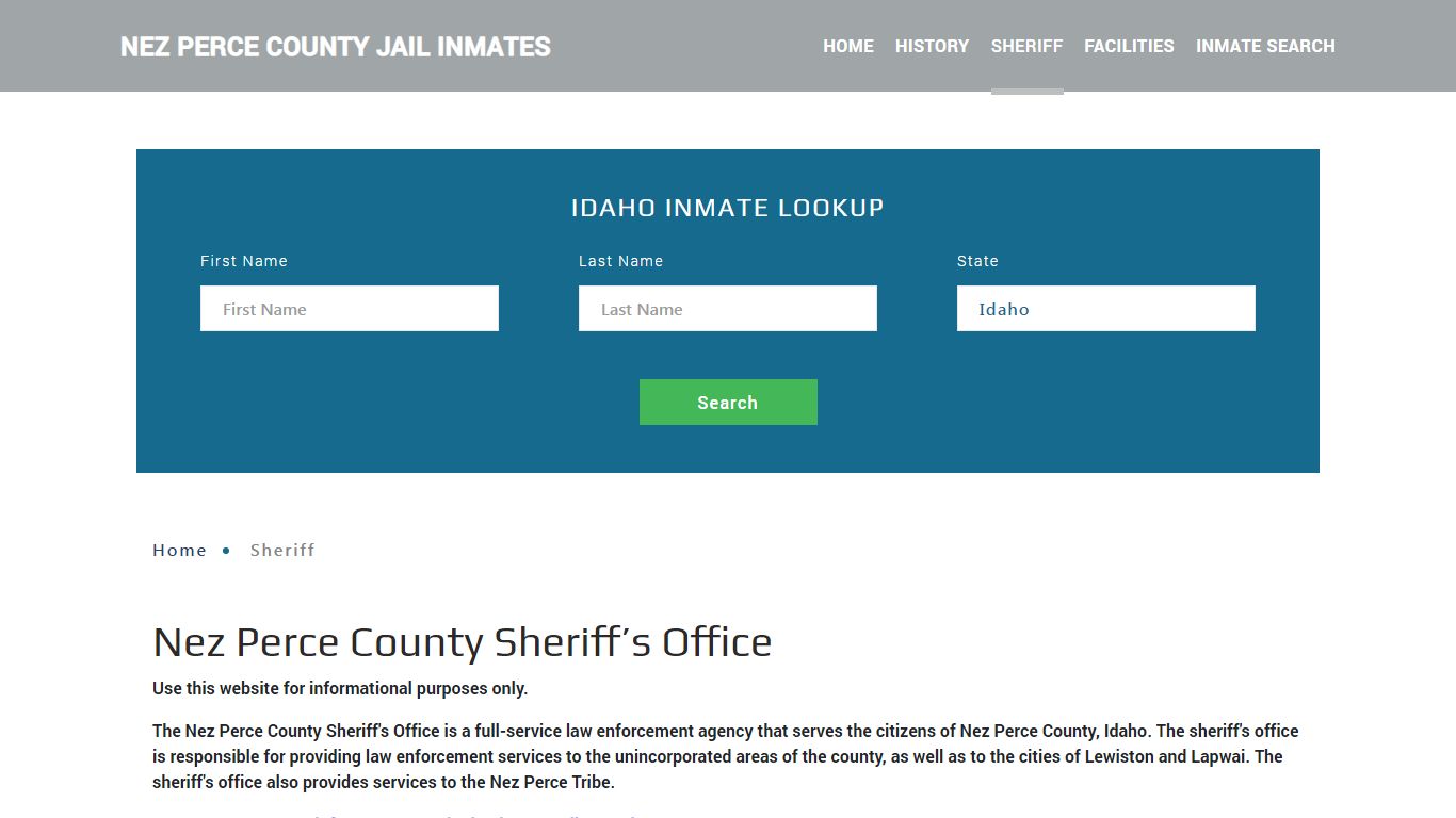 Nez Perce County Sheriff, ID Arrest Warrant Lookup