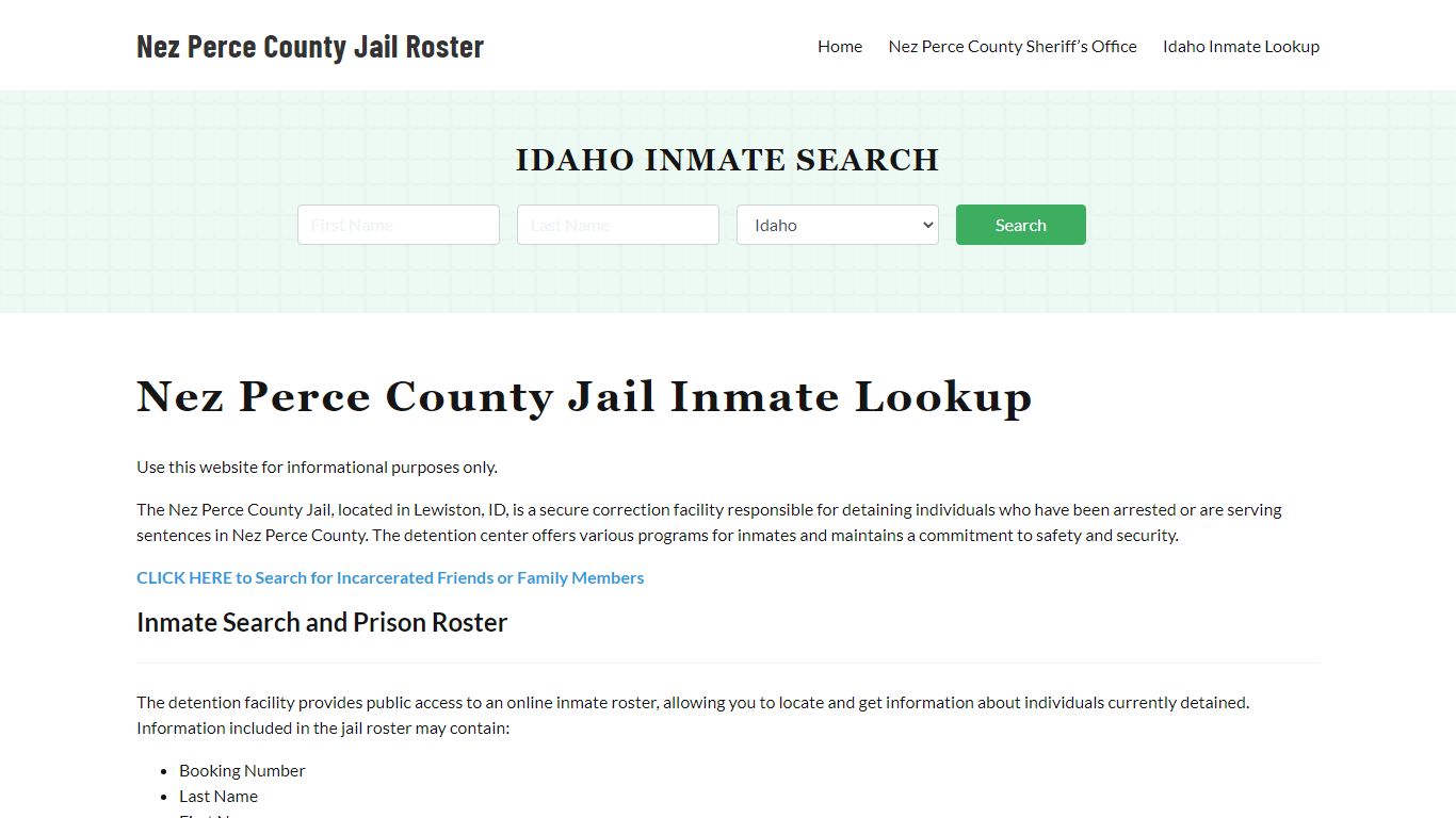 Nez Perce County Jail Roster Lookup, ID, Inmate Search